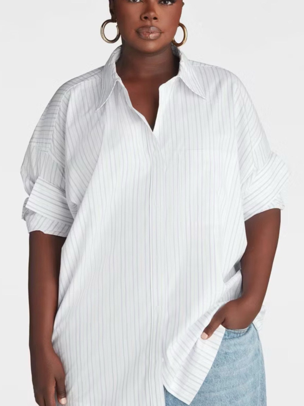 KBB by KAHLANA Women's Short Sleeve Button-Down 'The Tucked Sleeve Shirt' 4x